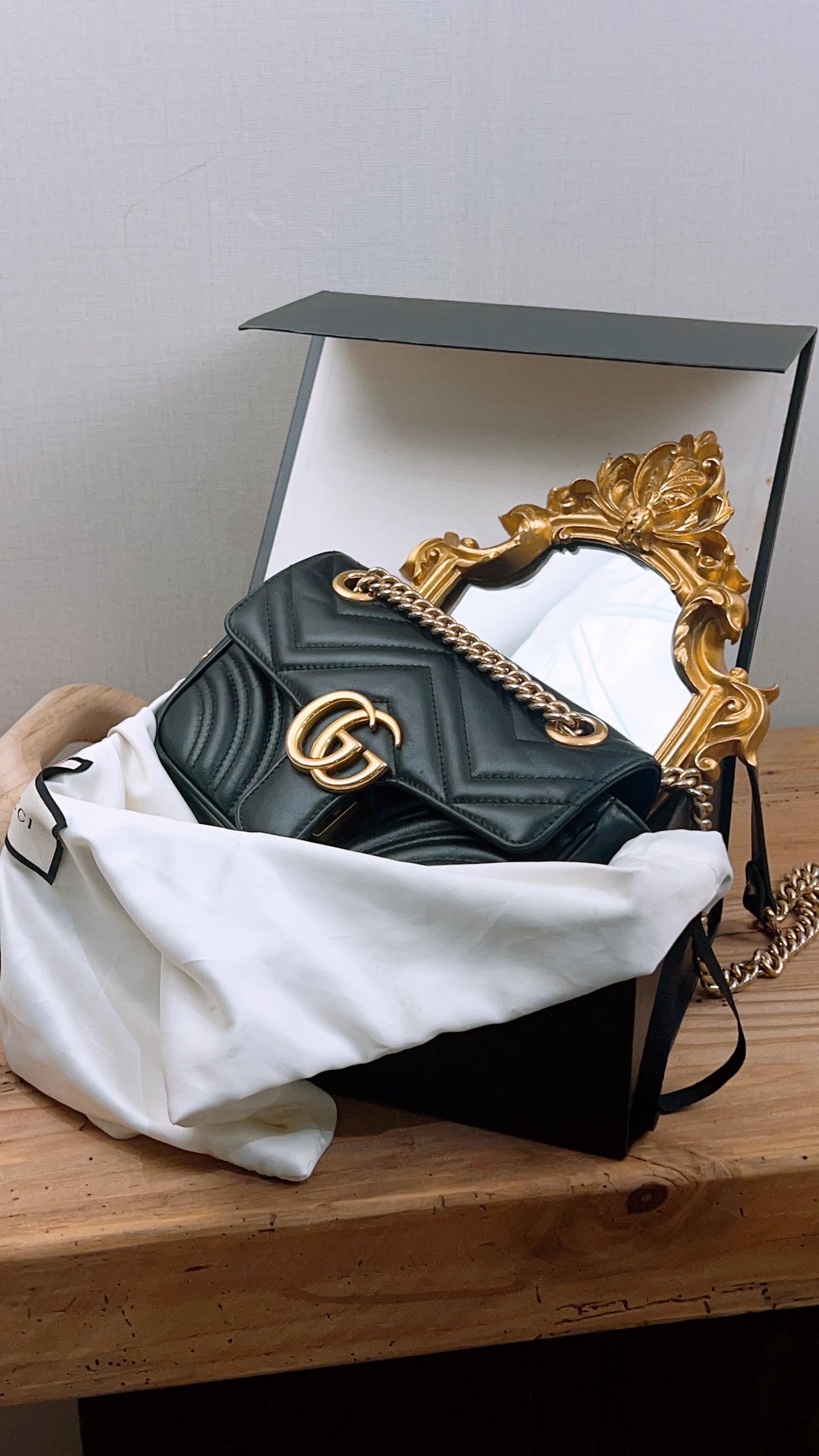 Gucci Black Mini Marmont (GHW)