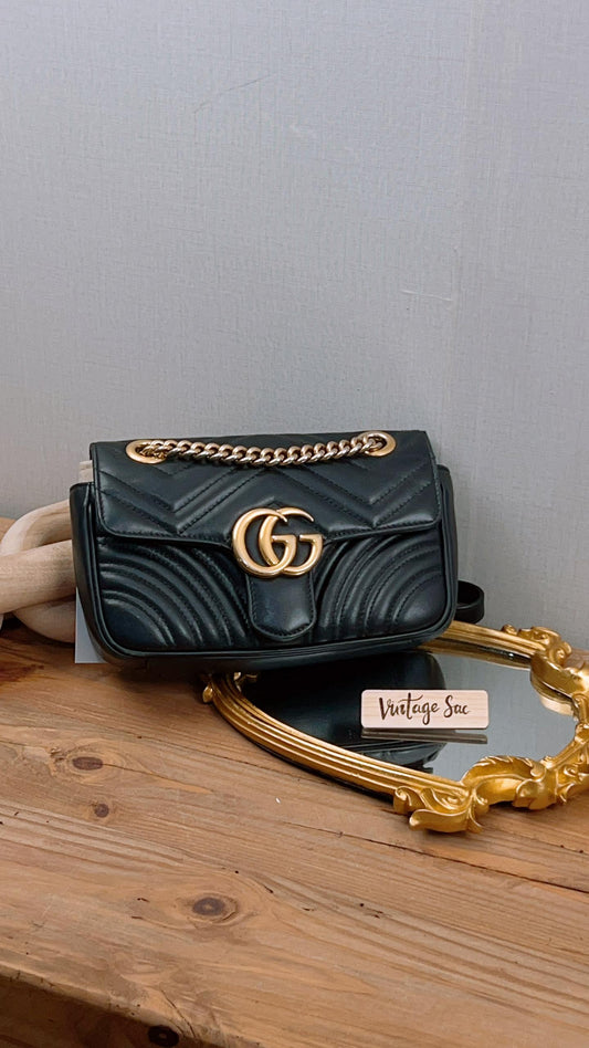Gucci Black Mini Marmont (GHW)