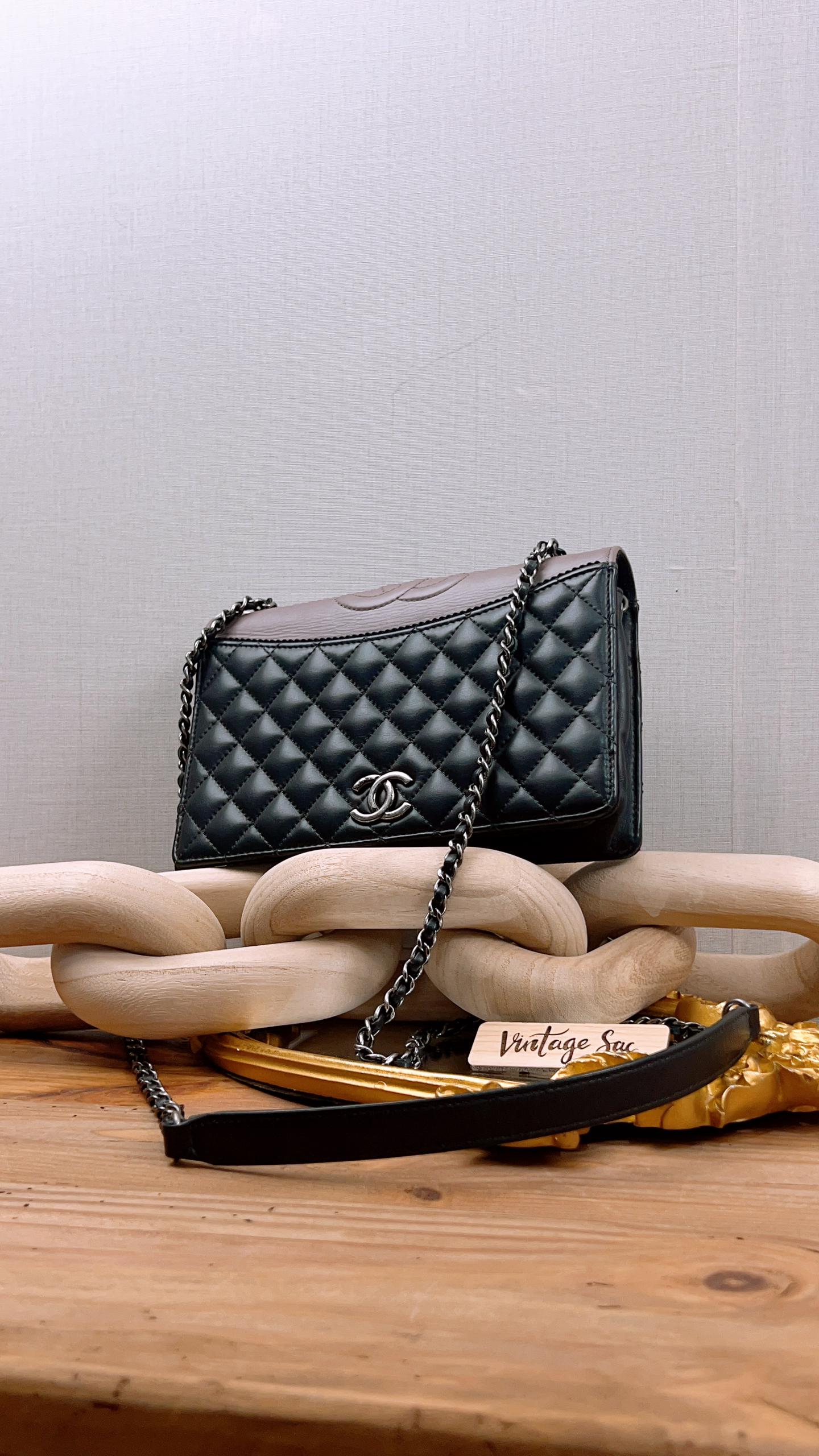 Chanel Black x Brown Calfskin Ballerine Flap (RHW)