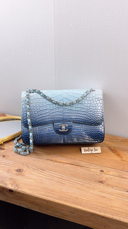 Chanel Blue Ombre Alligator Jumbo CF (SHW)
