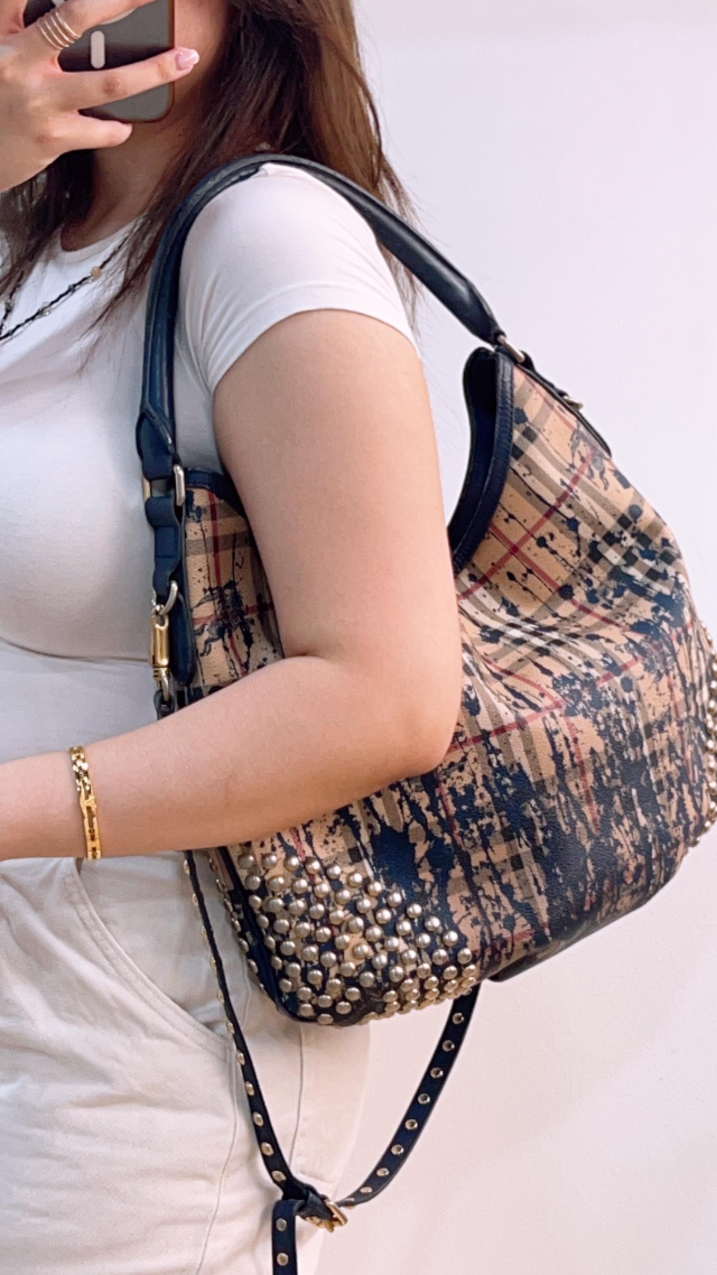 Burberry Haymarket Check Splash Studded Canterbury Tote