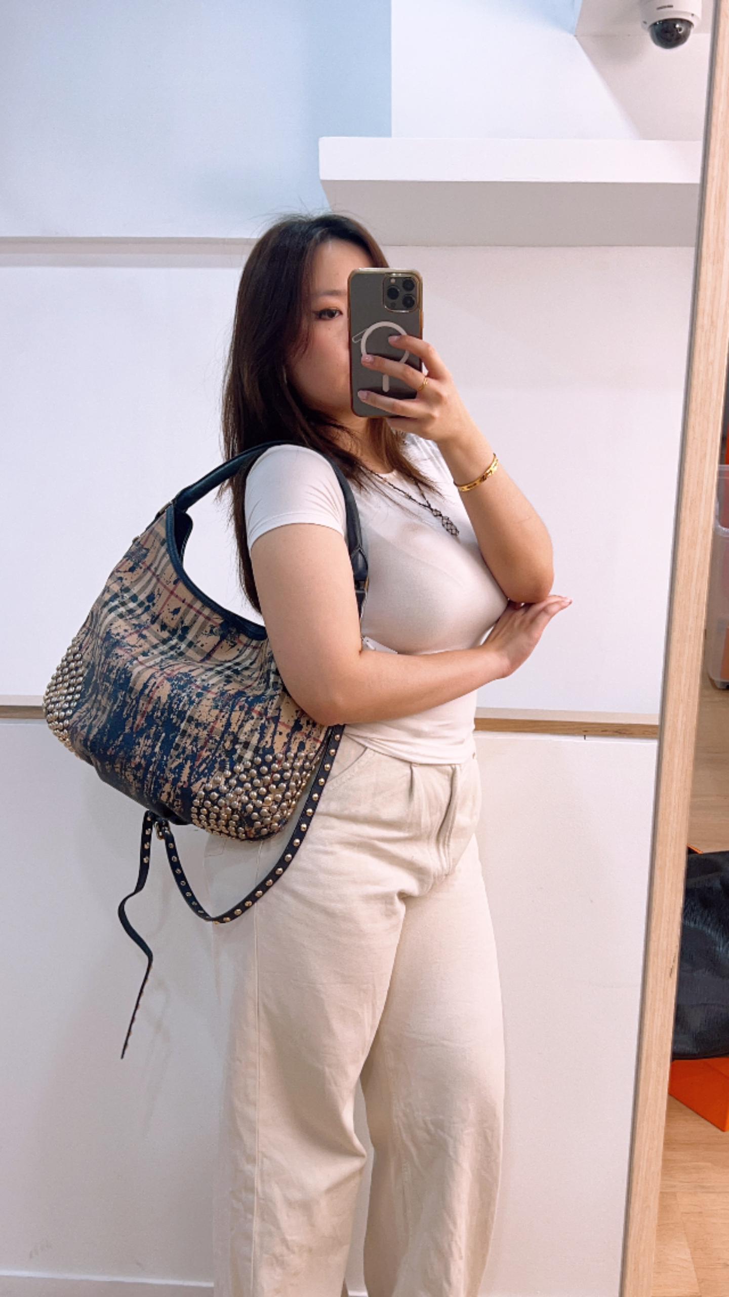Burberry Haymarket Check Splash Studded Canterbury Tote