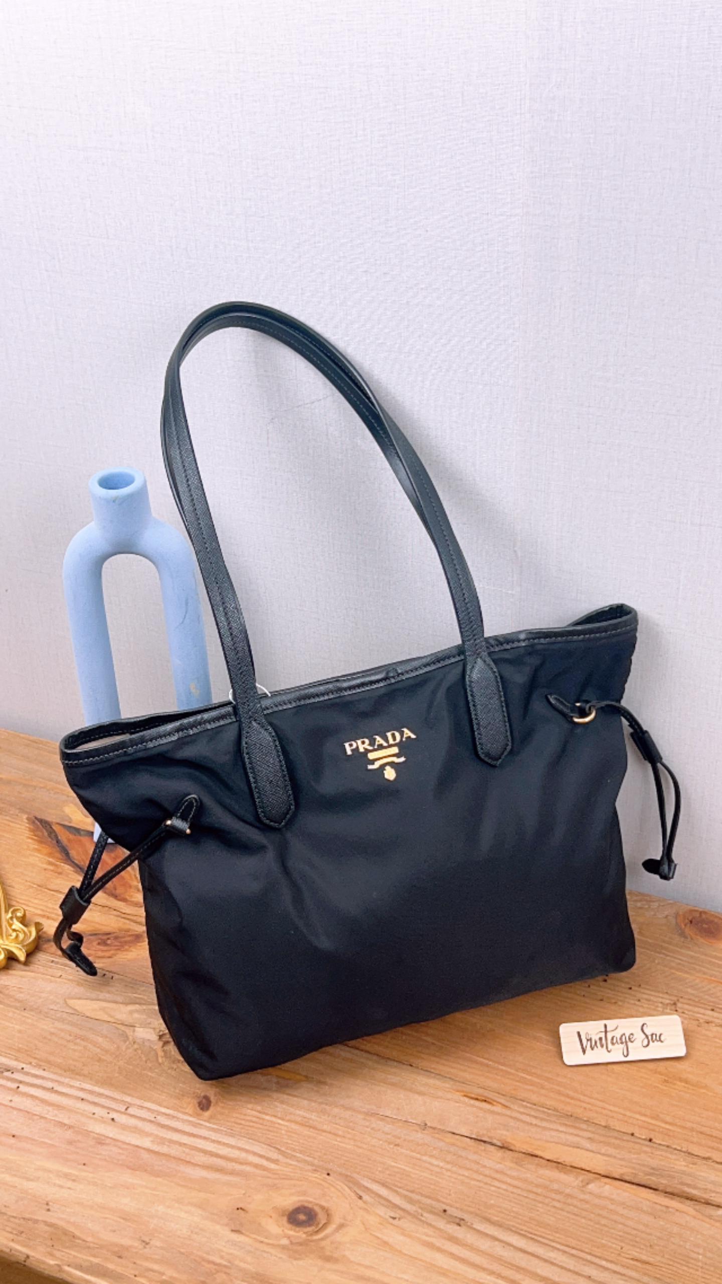 Prada Black Tessuto Saffiano Nylon Tote Bag