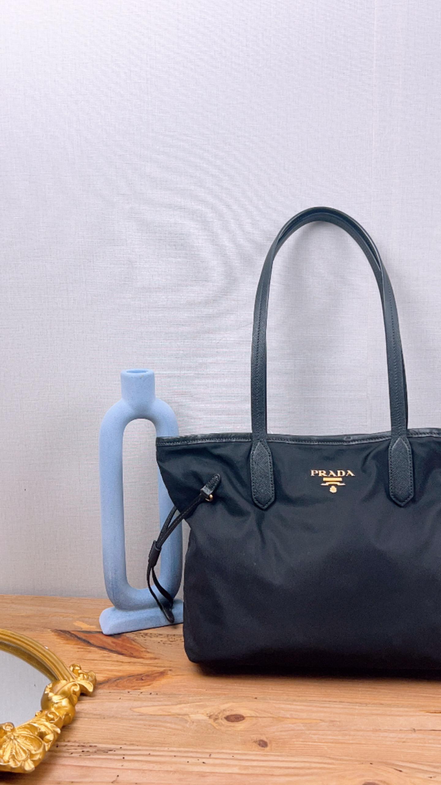 Prada Black Tessuto Saffiano Nylon Tote Bag