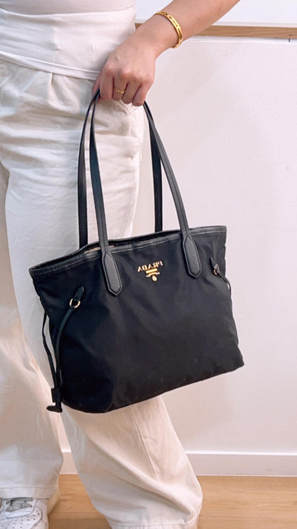 Prada Black Tessuto Saffiano Nylon Tote Bag