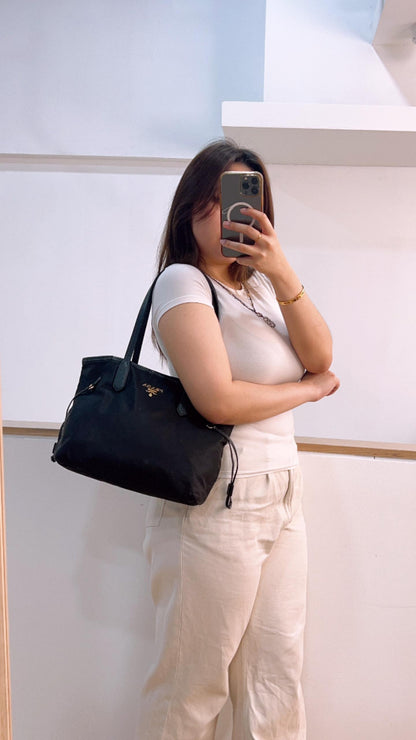 Prada Black Tessuto Saffiano Nylon Tote Bag