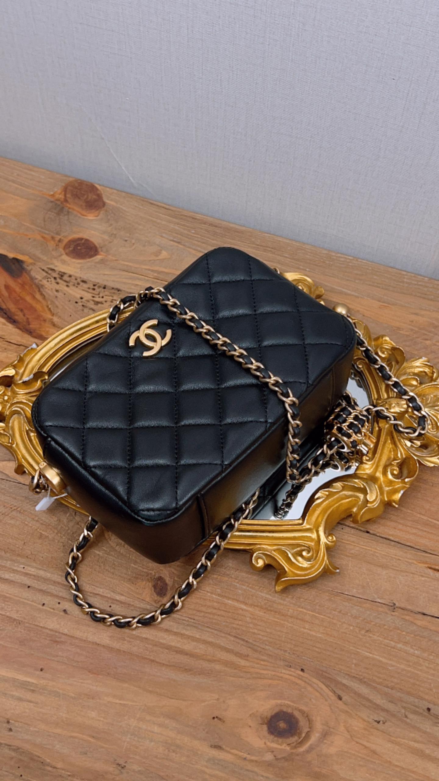 Chanel Black Lambskin Pearl Crush Camera Bag (GHW)