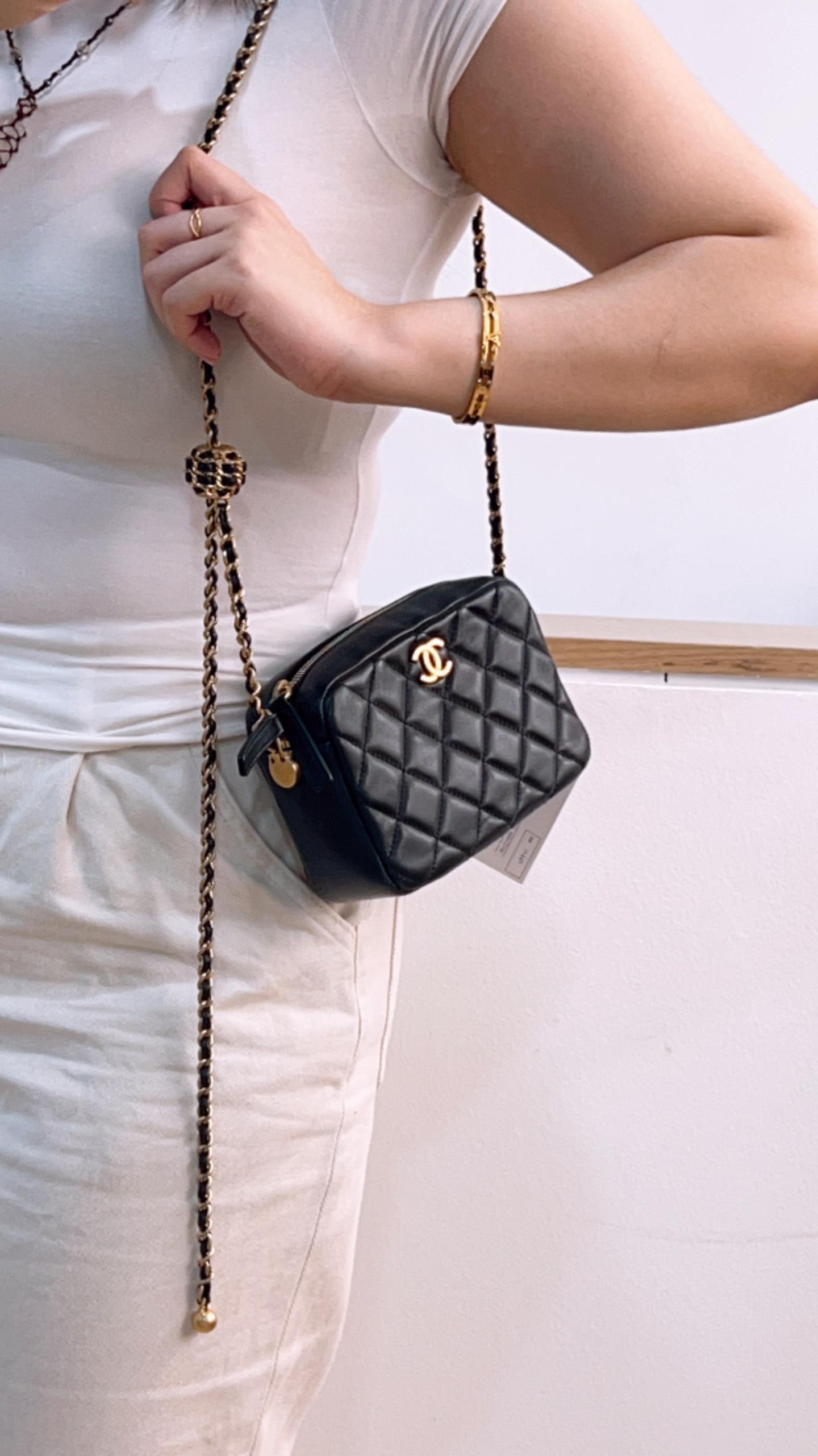 Chanel Black Lambskin Pearl Crush Camera Bag (GHW)