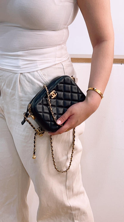Chanel Black Lambskin Pearl Crush Camera Bag (GHW)