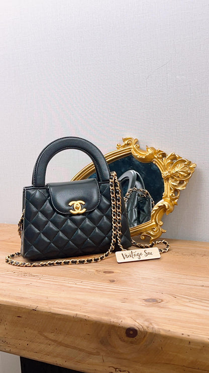 Chanel Black Calfskin Mini Kelly Shopper Tote (GHW)
