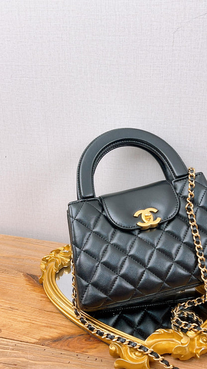 Chanel Black Calfskin Mini Kelly Shopper Tote (GHW)
