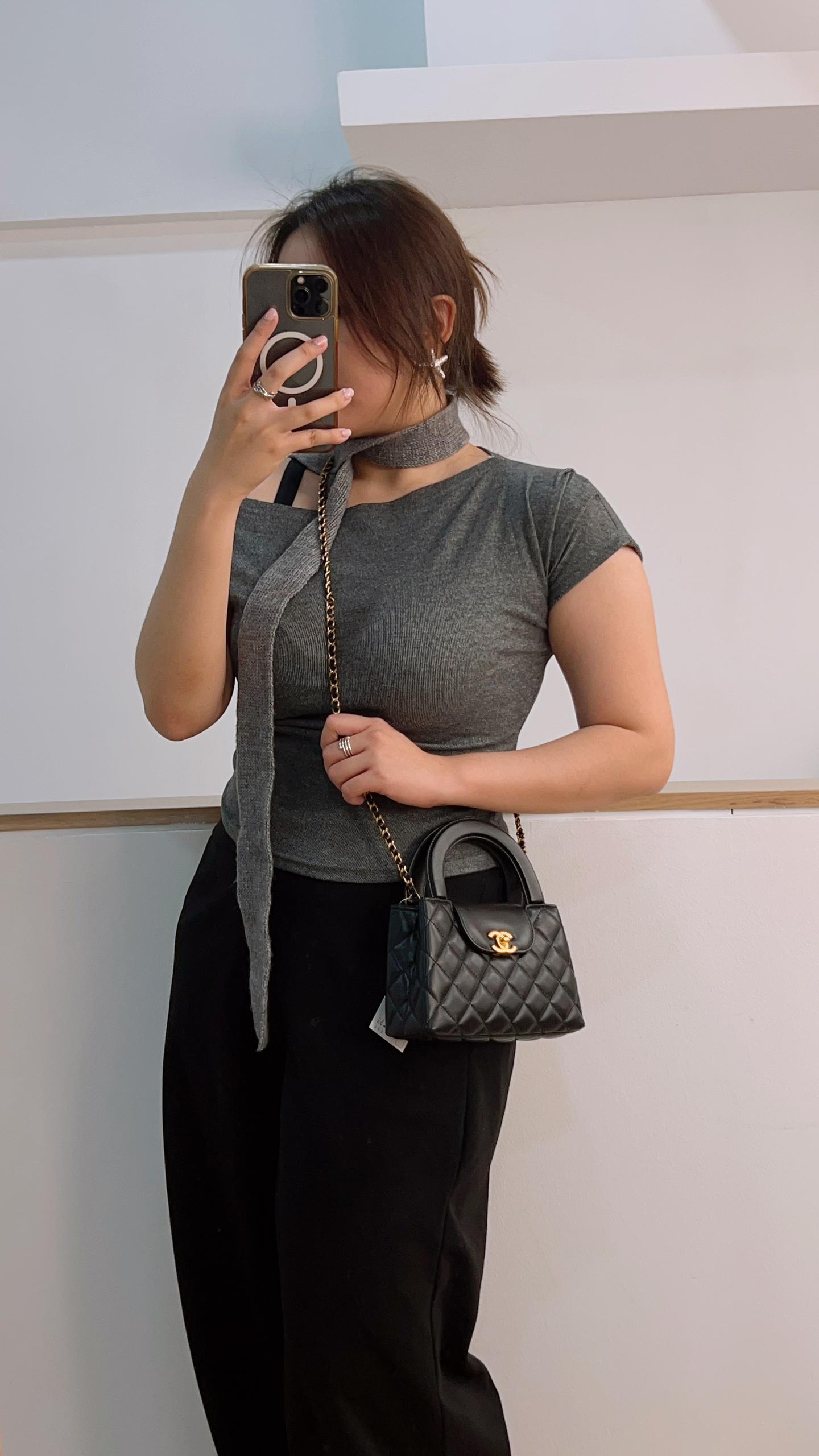 Chanel Black Calfskin Mini Kelly Shopper Tote (GHW)