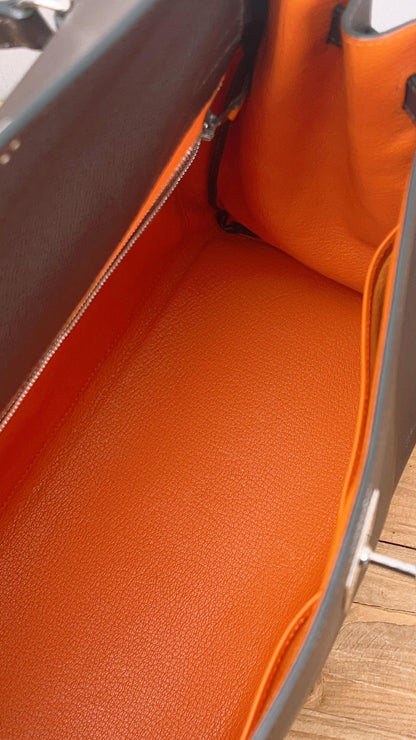 Hermes Chocolate/Orange Epsom H Kelly 35