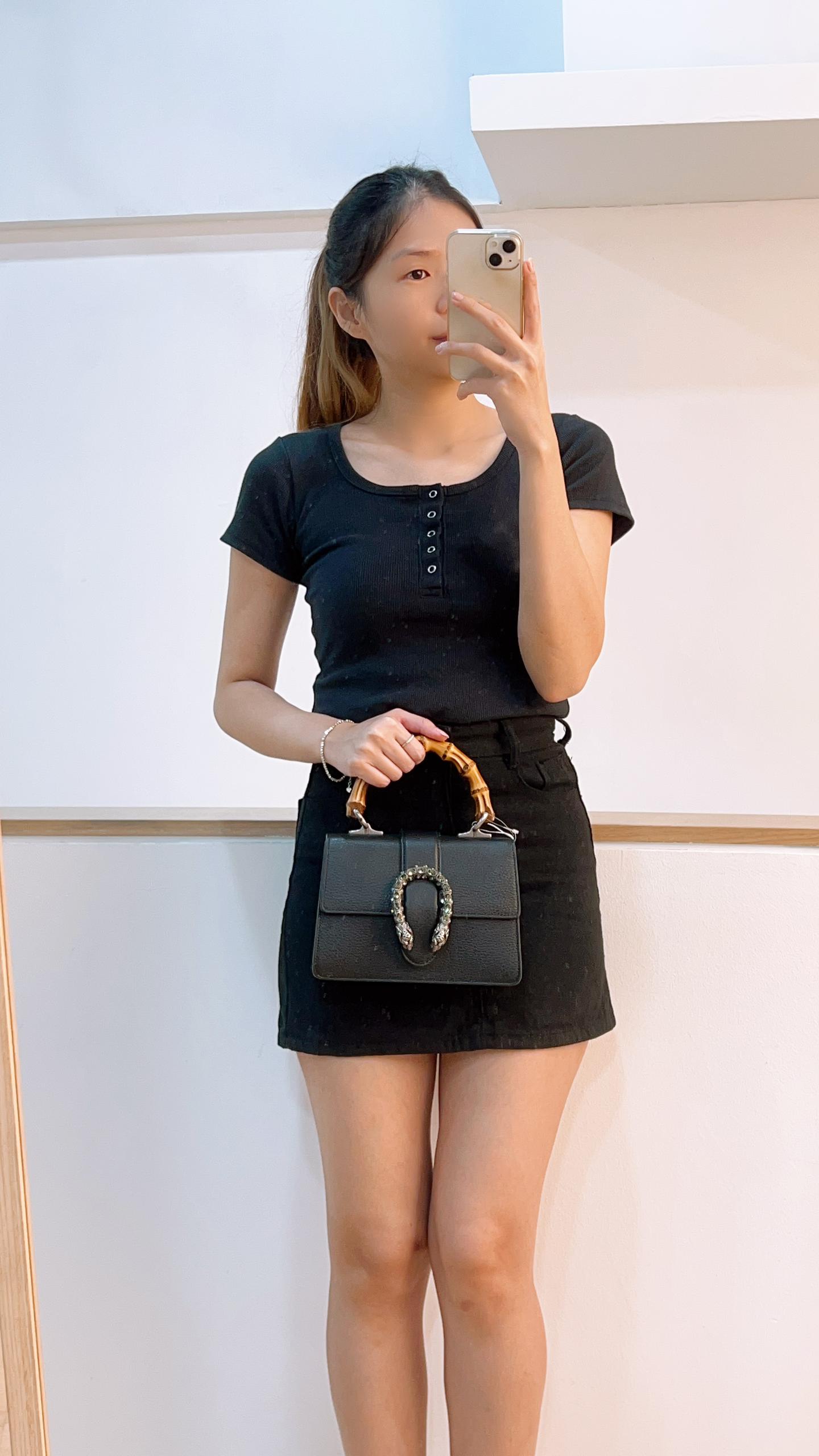 Gucci Black Dionysus Mini Bamboo Top Handle Bag