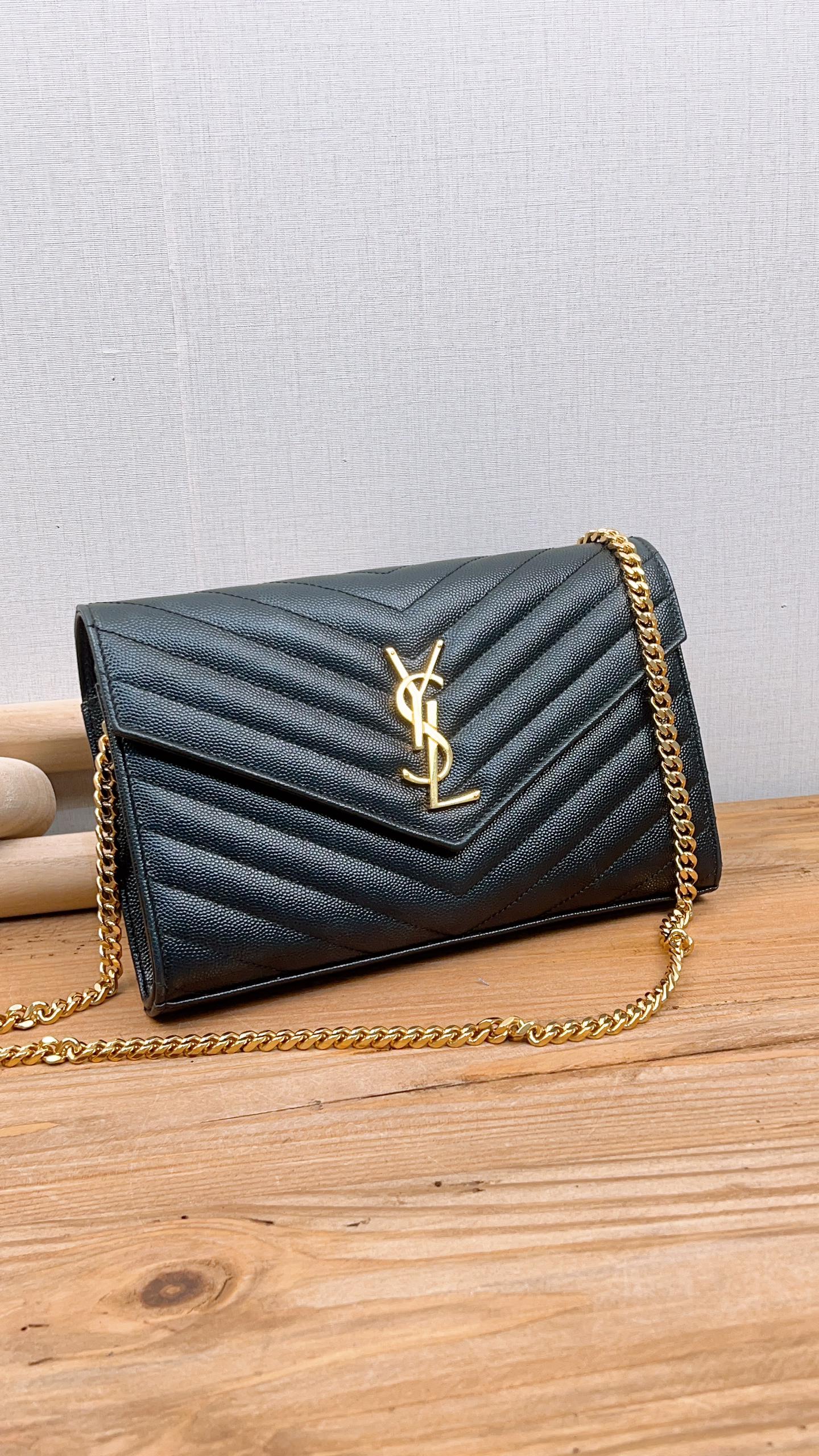 YSL Cassandre Black Envelope WOC (GHW)