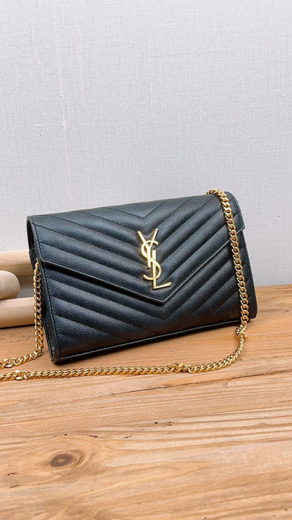 YSL Cassandre Black Envelope WOC (GHW)