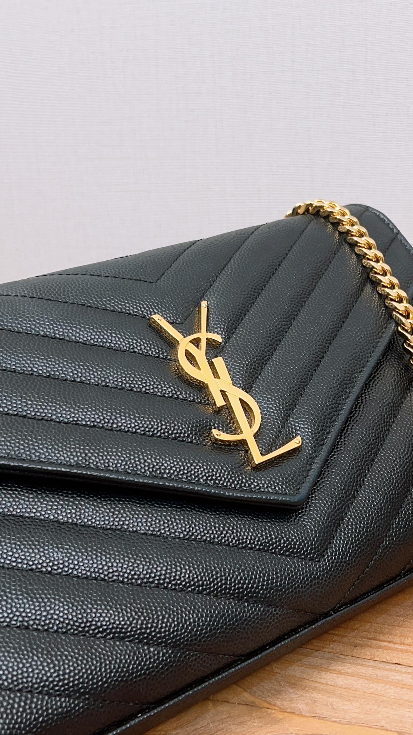 YSL Cassandre Black Envelope WOC (GHW)