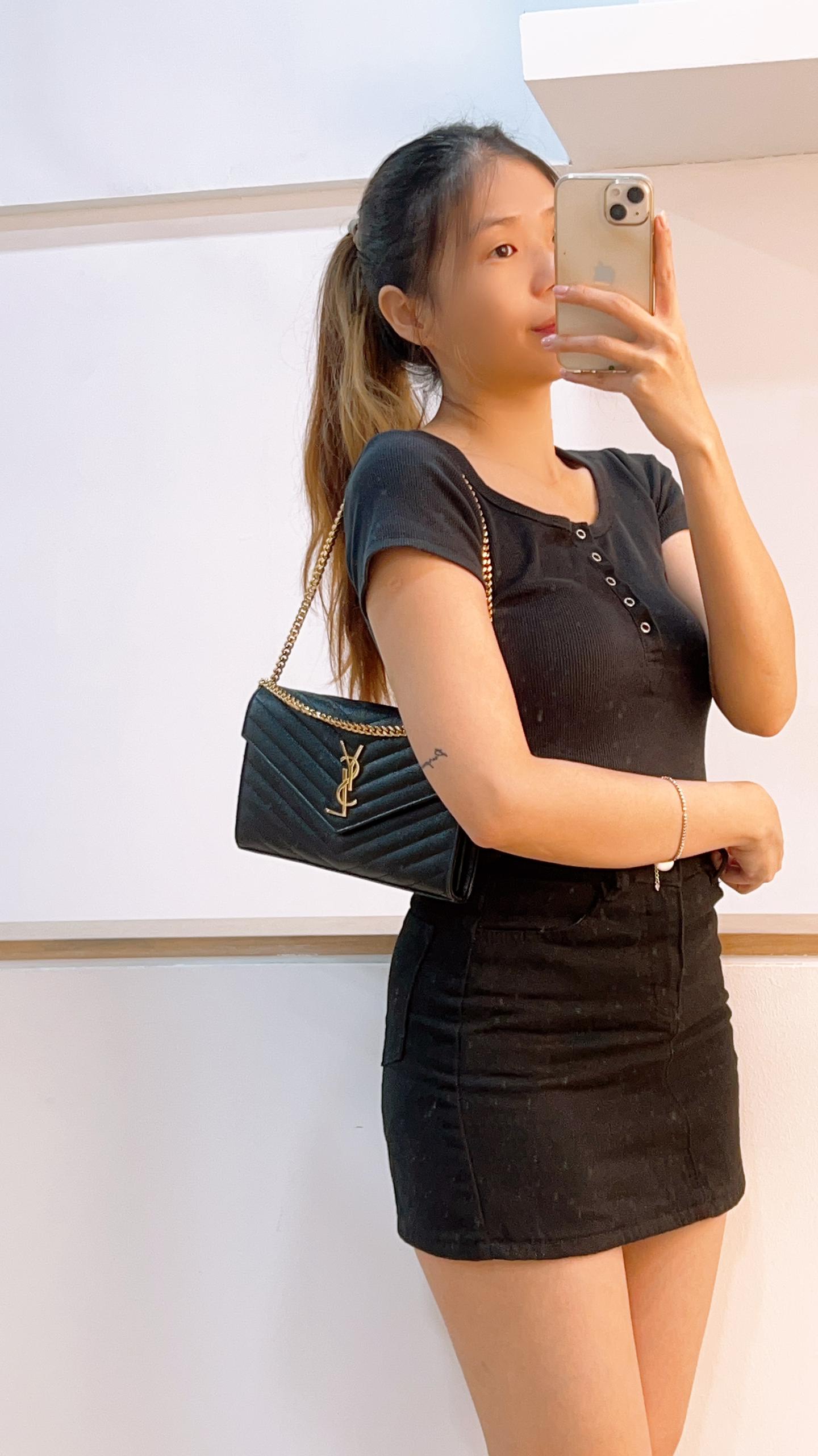 YSL Cassandre Black Envelope WOC (GHW)
