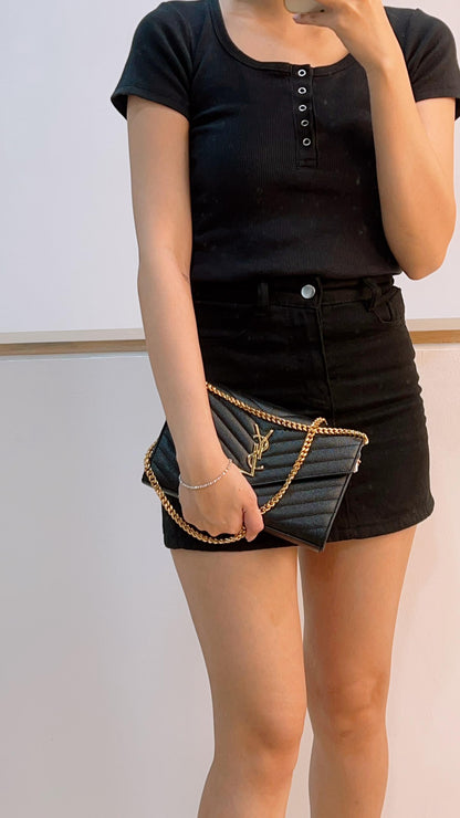 YSL Cassandre Black Envelope WOC (GHW)