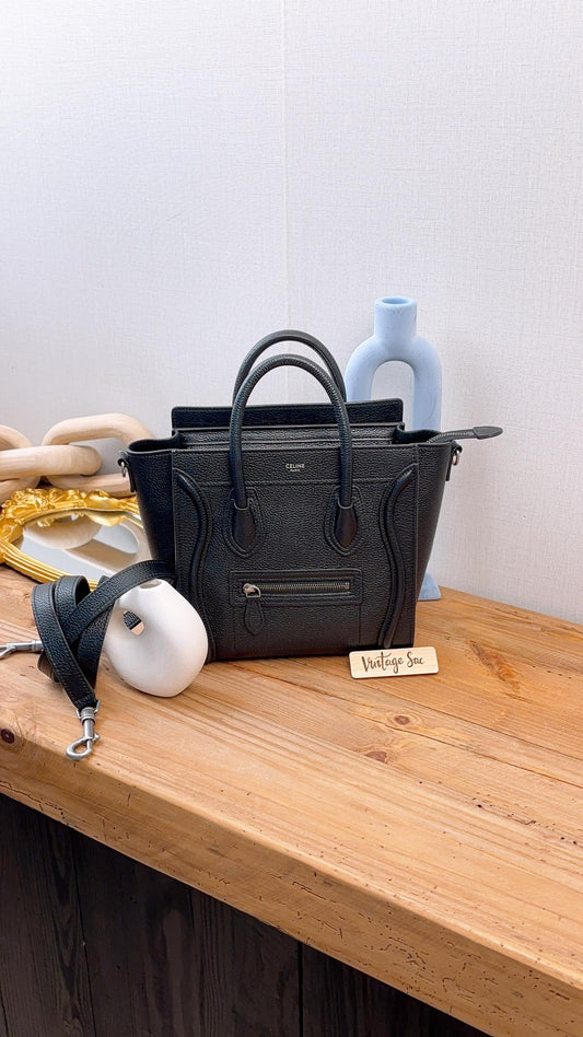 Celine Black Calfskin Nano Luggage (SHW)
