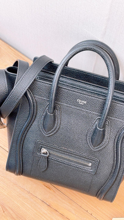 Celine Black Calfskin Nano Luggage (SHW)