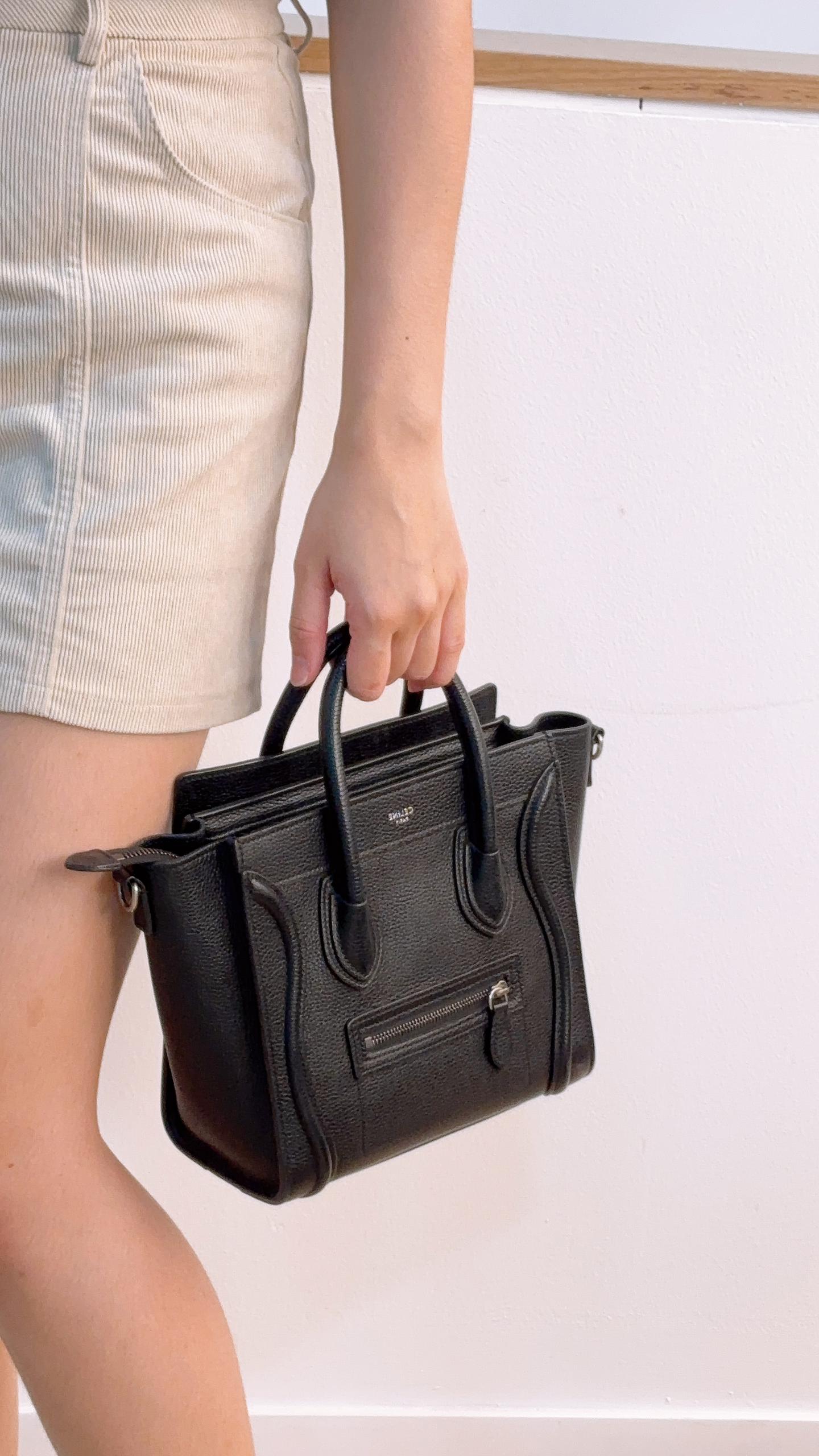 Celine Black Calfskin Nano Luggage (SHW)