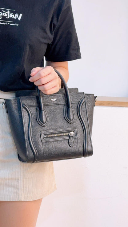 Celine Black Calfskin Nano Luggage (SHW)