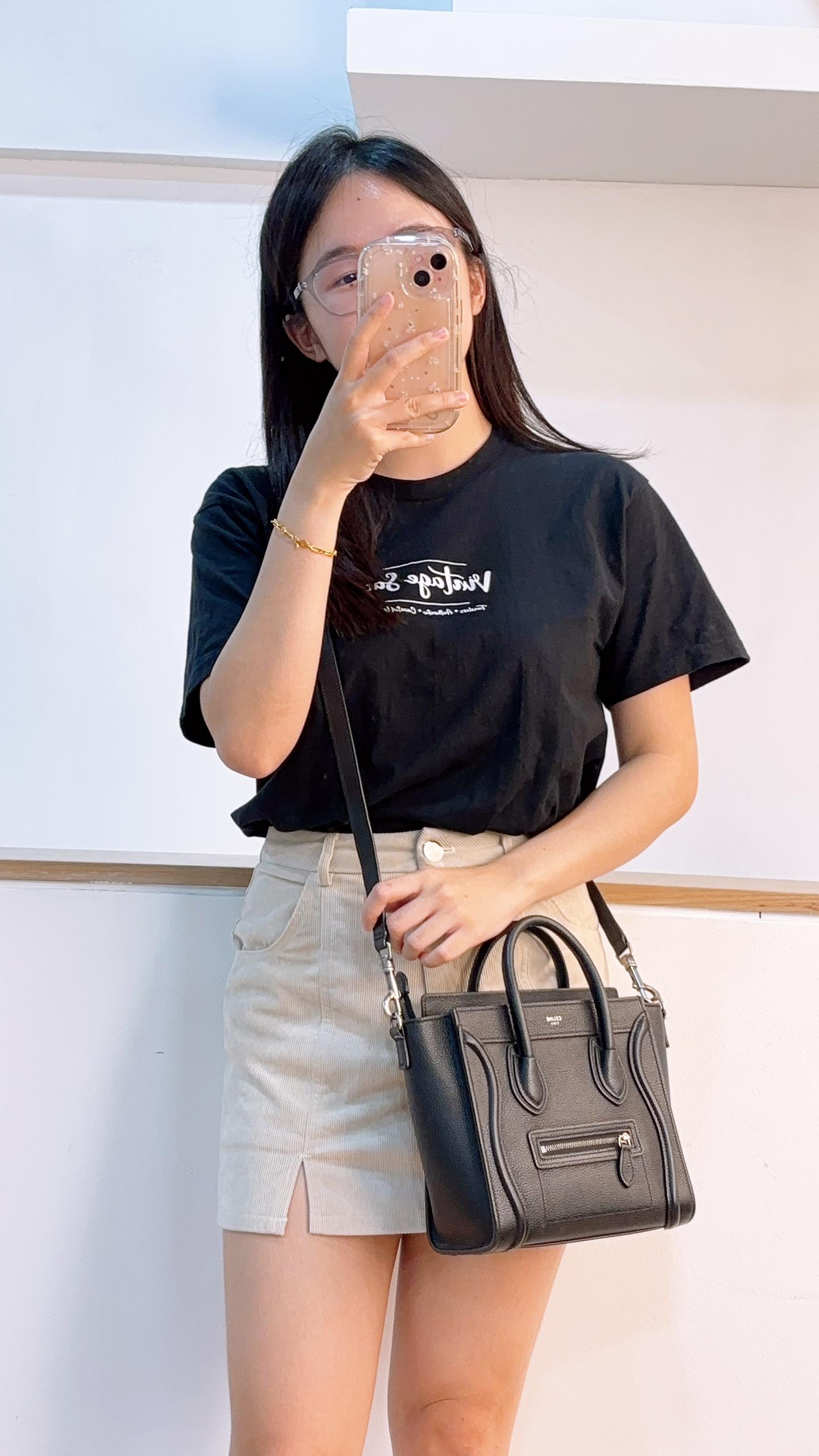 Celine Black Calfskin Nano Luggage (SHW)
