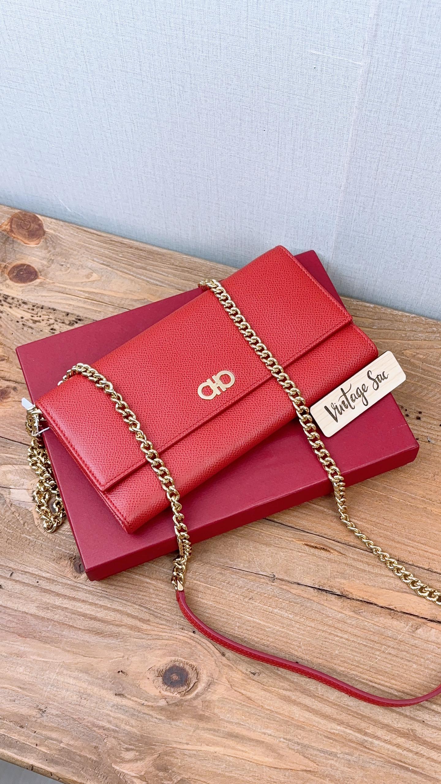 Chanel Red Calfskin Gancini WOC (GHW)