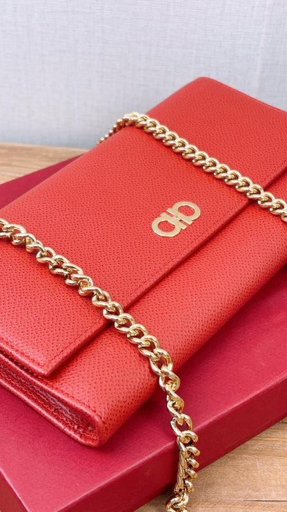 Chanel Red Calfskin Gancini WOC (GHW)