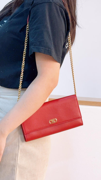 Chanel Red Calfskin Gancini WOC (GHW)