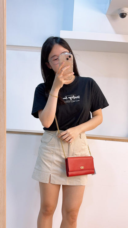Chanel Red Calfskin Gancini WOC (GHW)