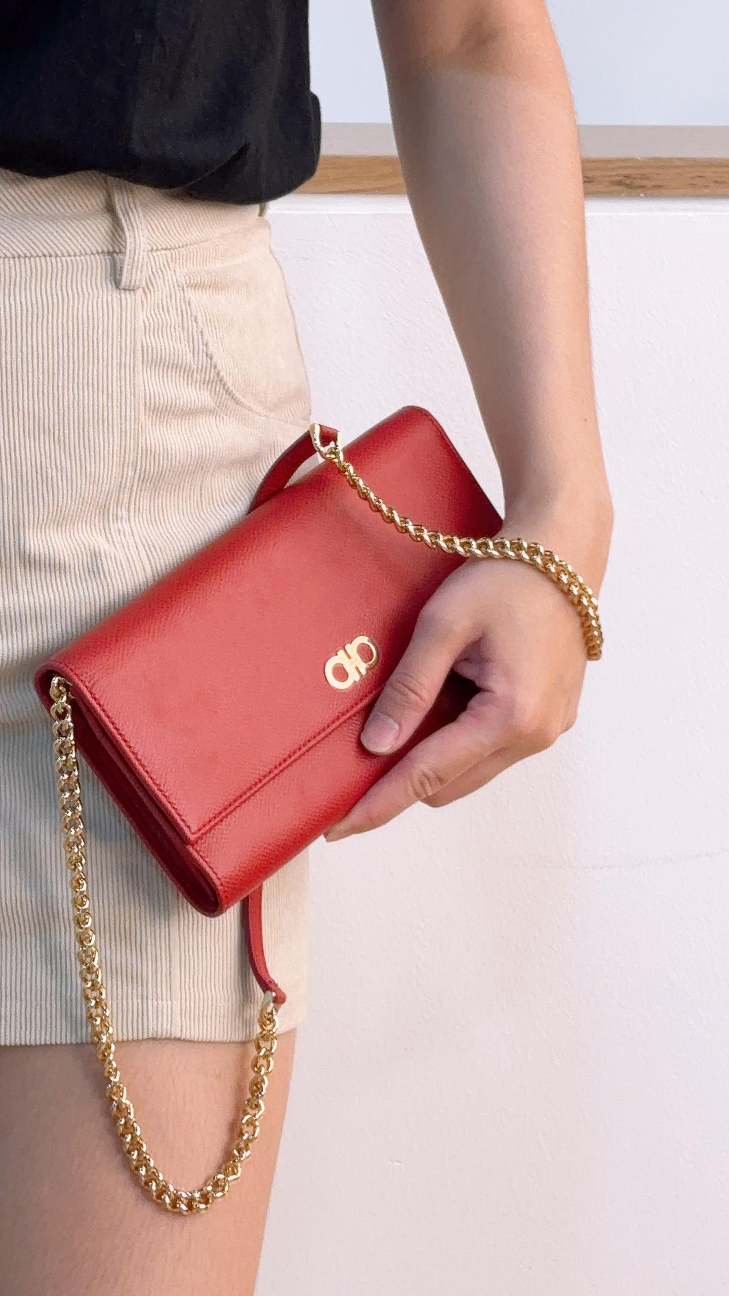 Chanel Red Calfskin Gancini WOC (GHW)