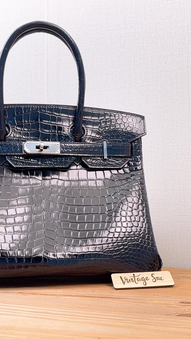 Hermes Blue Marine Alligator Birkin 30 (PHW)