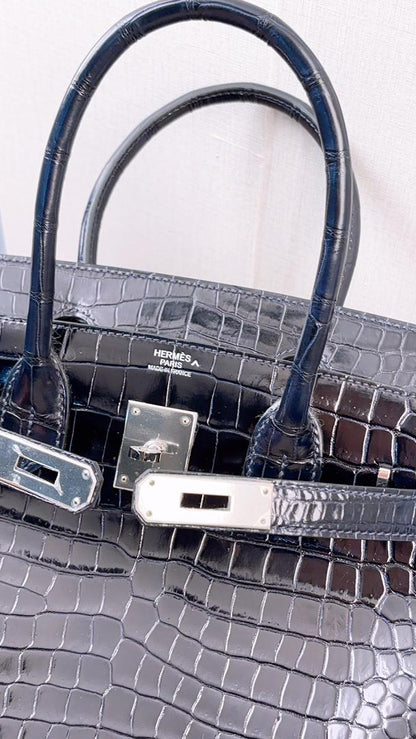 Hermes Blue Marine Alligator Birkin 30 (PHW)