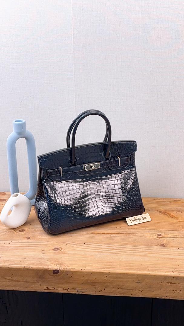 Hermes Blue Marine Alligator Birkin 30 (PHW)