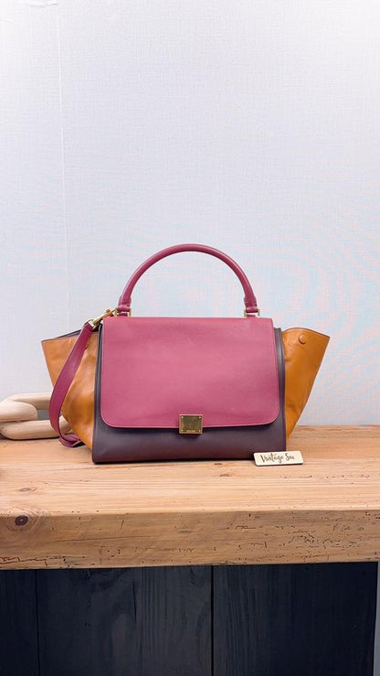 Celine Tricolour Calfskin Medium Trapeze Bag (GHW)