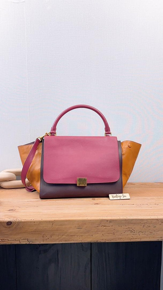 Celine Tricolour Calfskin Medium Trapeze Bag (GHW)