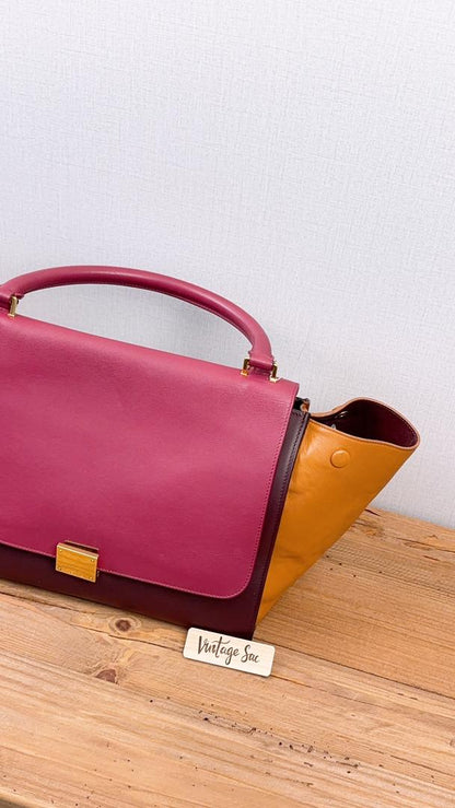 Celine Tricolour Calfskin Medium Trapeze Bag (GHW)
