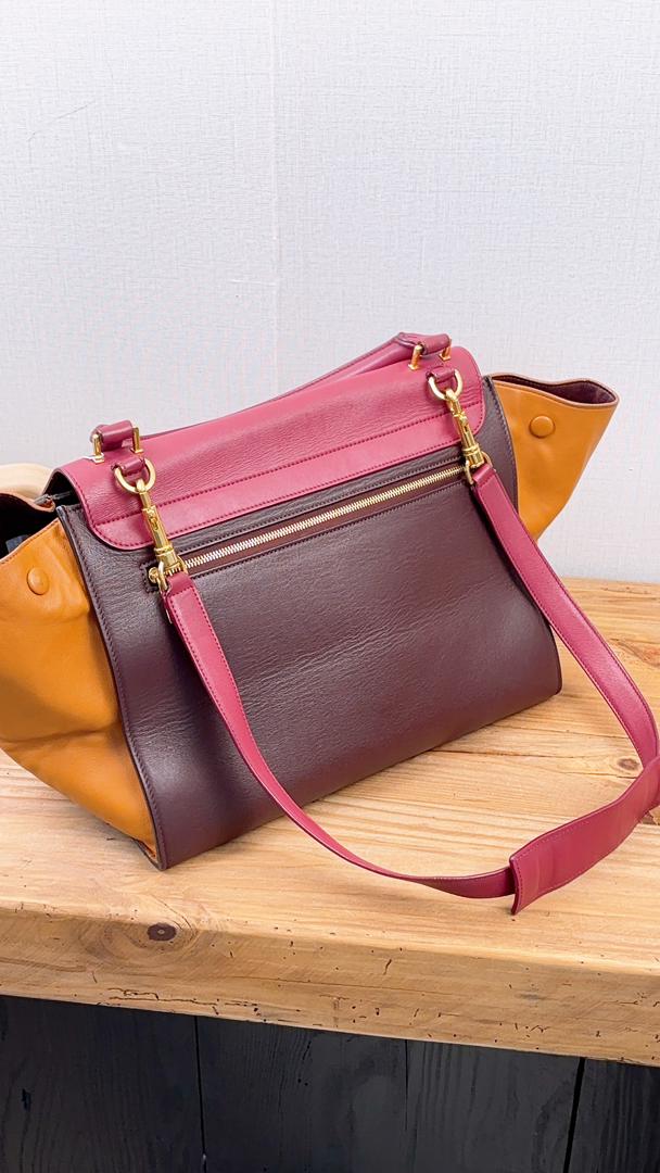 Celine Tricolour Calfskin Medium Trapeze Bag (GHW)