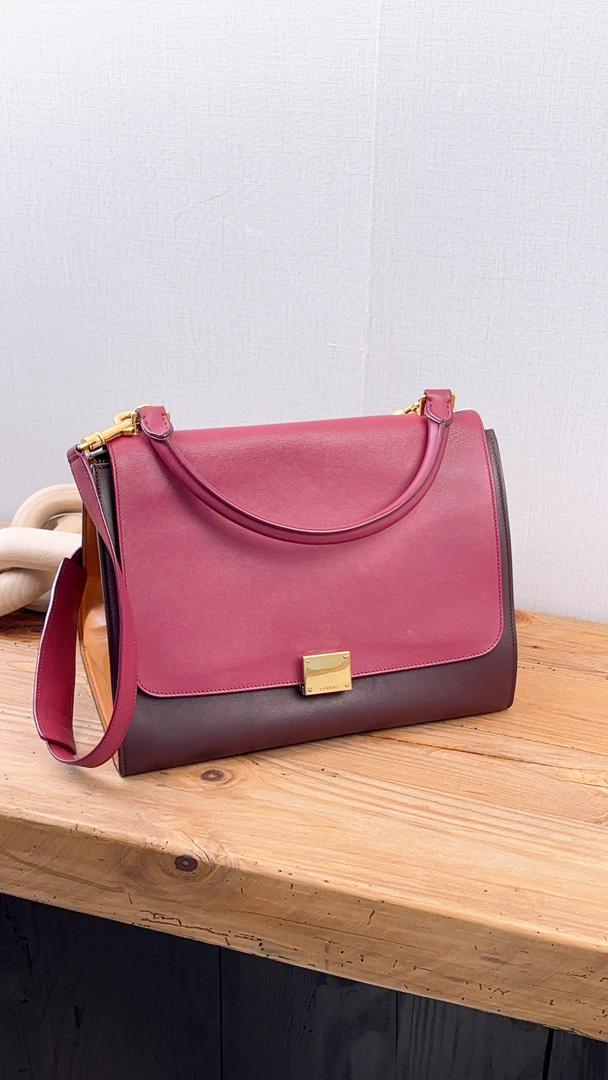 Celine Tricolour Calfskin Medium Trapeze Bag (GHW)