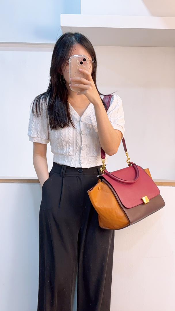 Celine Tricolour Calfskin Medium Trapeze Bag (GHW)