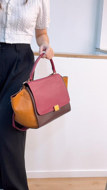 Celine Tricolour Calfskin Medium Trapeze Bag (GHW)