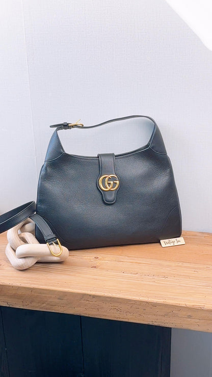 Gucci Black Calfskin Aphrodite Large Hobo