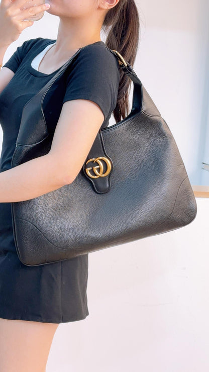 Gucci Black Calfskin Aphrodite Large Hobo