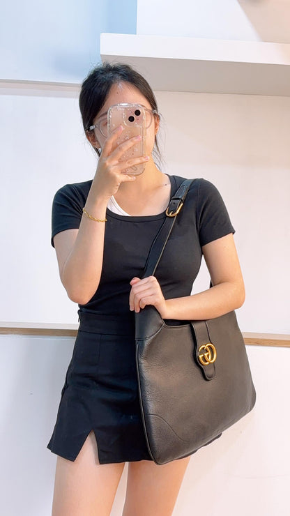 Gucci Black Calfskin Aphrodite Large Hobo
