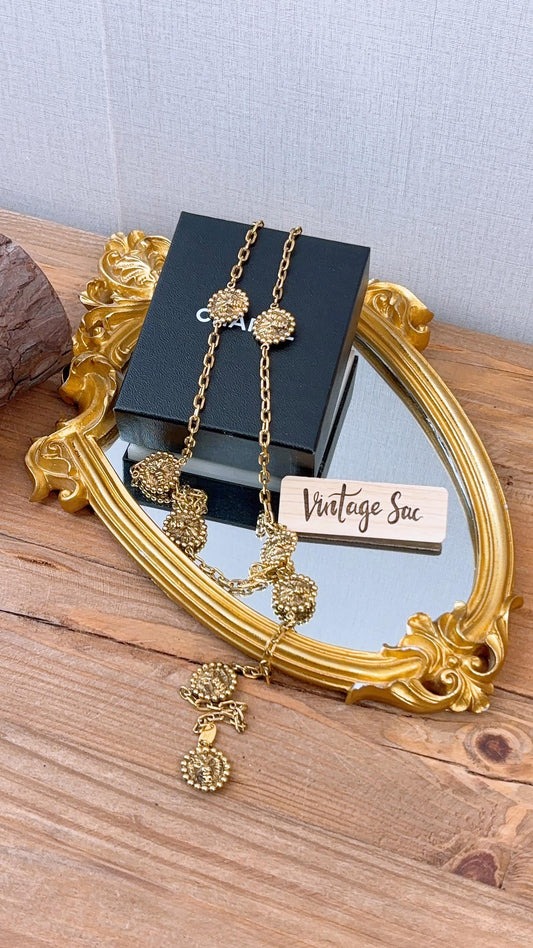 Chanel Gold Vintage Lion Head Charms CC Belt Chain