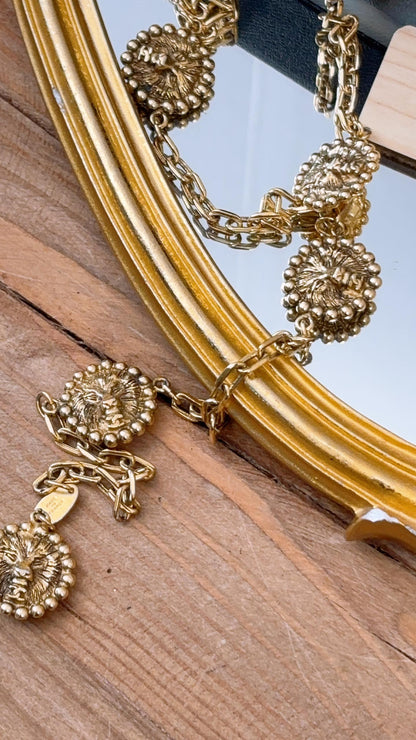 Chanel Gold Vintage Lion Head Charms CC Belt Chain
