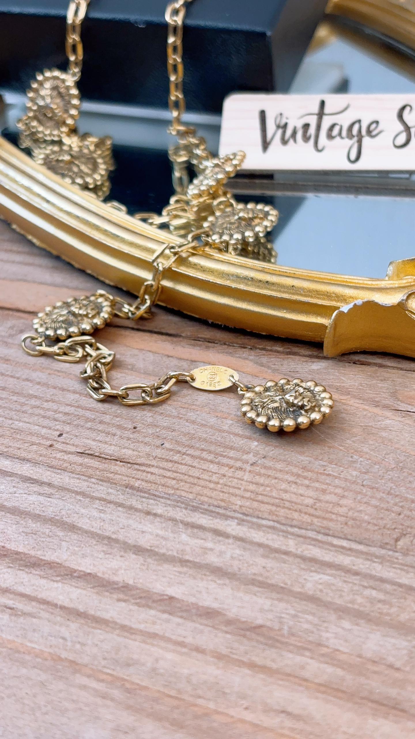 Chanel Gold Vintage Lion Head Charms CC Belt Chain