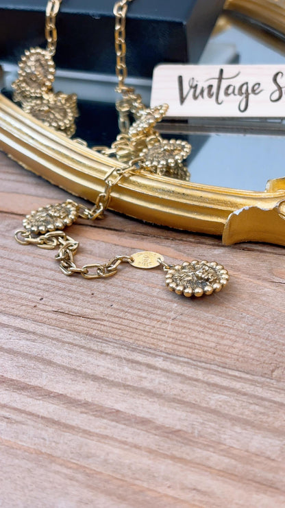 Chanel Gold Vintage Lion Head Charms CC Belt Chain